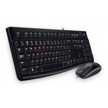 Teclado e Mouse com fio USB Logitech MK120 com Design Confortável, Durável e Resistente à Respingos, USB e Layout ABNT2